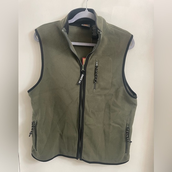 Route 66 Fleece Vest Dark Leaf Green Full Zip Sz(L) - Picture 1 of 3